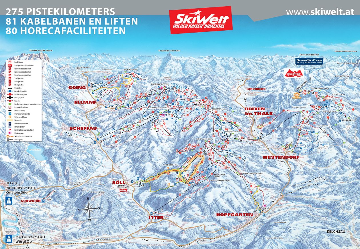 SkiWelt pistekaart